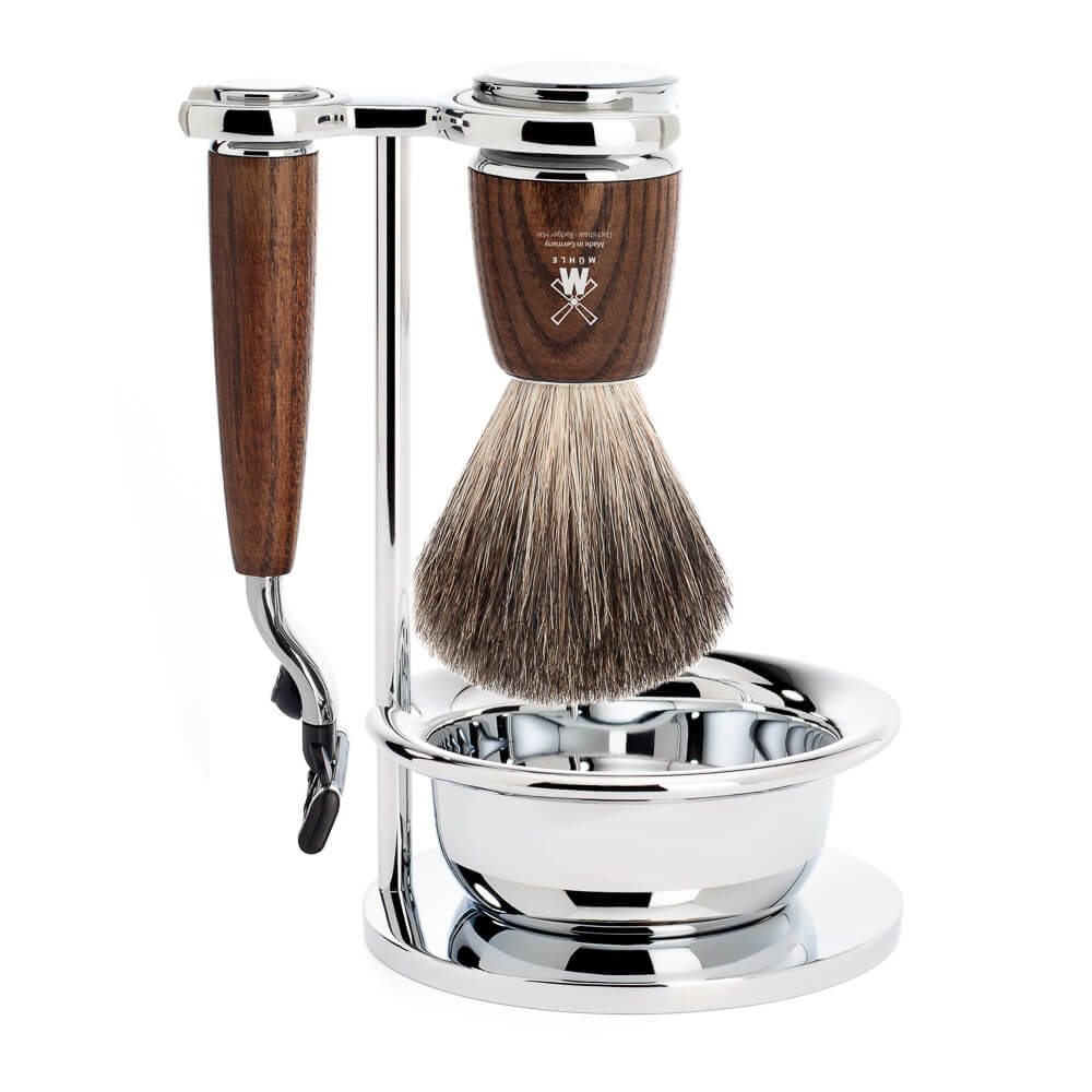 ชุดโกนหนวด MÜHLE รุ่น RYTMO Ash Wood Gillette® Mach3® Man Of Siam Siam Wet Shave Safety Razor Bangkok